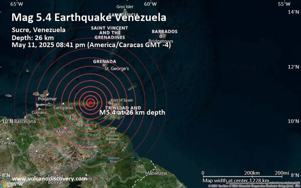 Un terremoto de magnitud 4,9 se registró frente a las costas de Venezuela