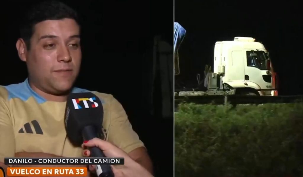 Una caja de camión se desprendió al pasar por un pozo en la ruta nacional 33