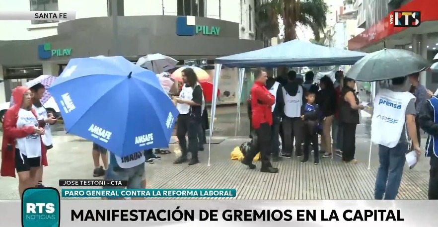 Santa Fe: gremios realizan manifestación en el marco del paro general contra la reforma laboral