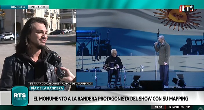 Un mapping en el Monumento a la Bandera acompañó el show de Abel Pintos en Rosario