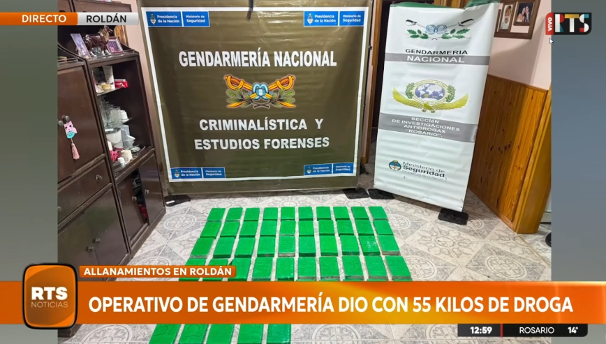 Hallaron 55 kilos de cocaína en Roldán y detuvieron a un hombre de 42 años