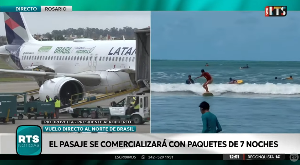El Aeropuerto Internacional de Rosario suma un vuelo directo a Natal